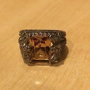 Joseph Esposito Sterling Silver Ring with Citrine Stone, Size 10